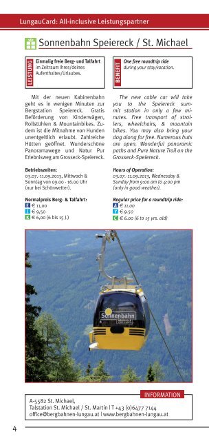 LungauCard Broschüre - Ferienregion Lungau