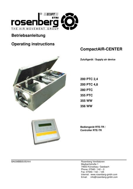 Betriebsanleitung Operating instructions CompactAIR-CENTER