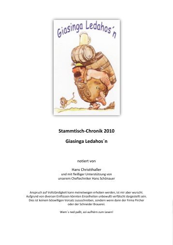 Stammtisch-Chronik 2010 Giasinga Ledahos´n