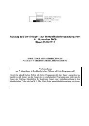 Anforderungen der Aufnahmeprüfung