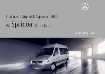 Preisliste. Gültig ab 1. September 2009. Der Sprinter (EU ... - A3A5.de