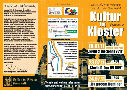 Flyer Kultur im Kloster 2011 - Gemeinde Marxzell