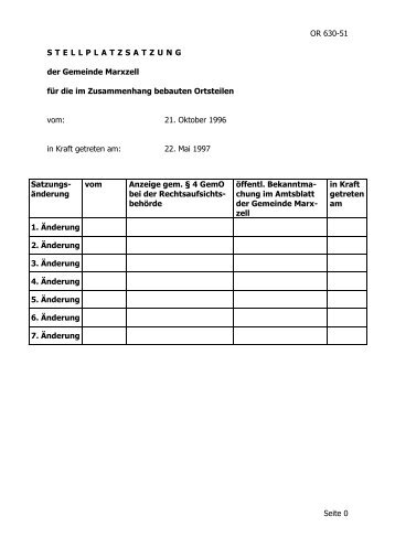 Stellplatzsatzung (Wohnungen) - Gemeinde Marxzell