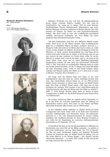 Forschungsstelle Kulturimpuls - Biographien ... - Goetheanum