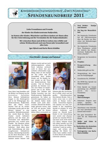 Spendenrundbrief 2011 - Nadjeshda