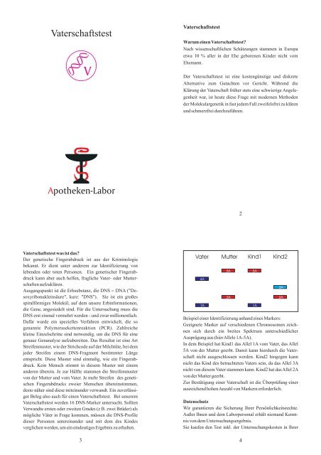 Infobrochure Vaterschaftstest Adler Apotheke Rhaunen