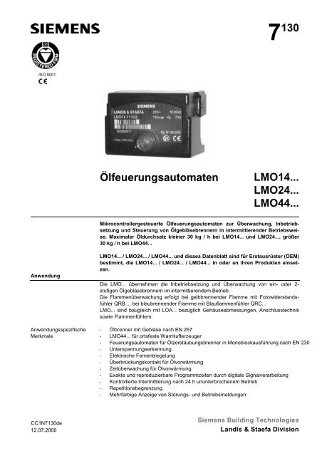 7130 Ã–lfeuerungsautomaten LMO14... LMO24... LMO44...