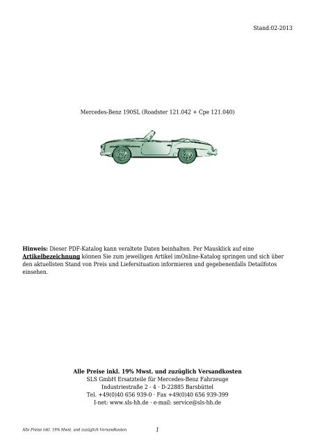 Mercedes-Benz 190SL (Roadster 121.042 + Cpe 121.040) - SLS