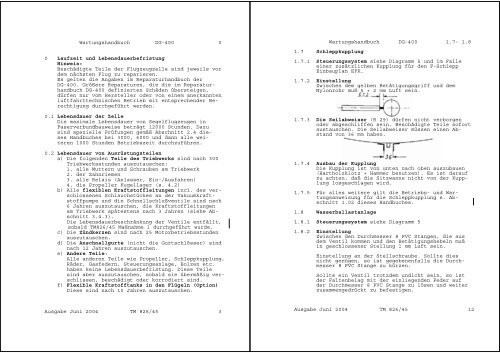 Wartungshandbuch DG-400 Berichtigungsstand ... - DG Flugzeugbau