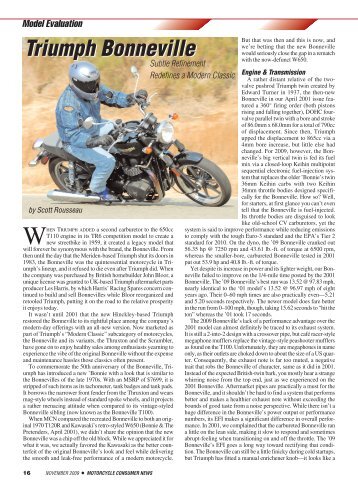 Triumph Bonneville Triumph Bonneville - Motorcycle Consumer News