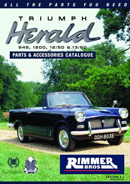 Triumph Herald Parts Catalogue Rimmer Brothers