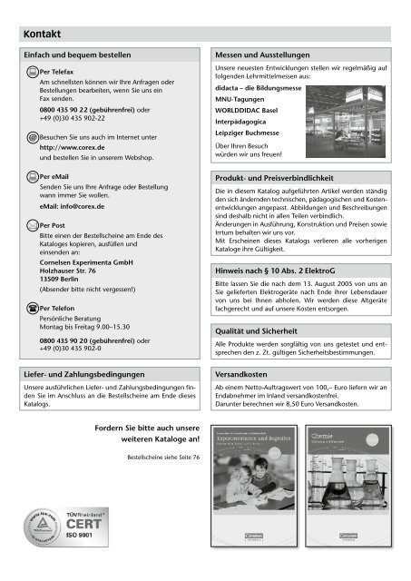 Ersatzteil-Preisliste 2011 - Cornelsen Experimenta