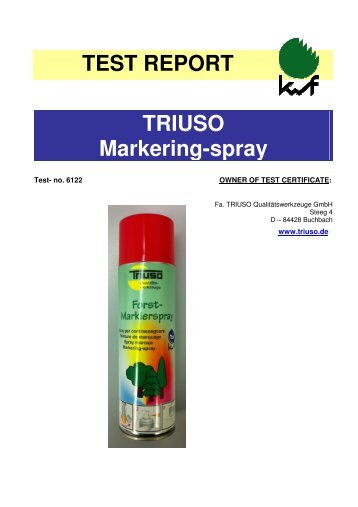 TEST REPORT TRIUSO Markering-spray