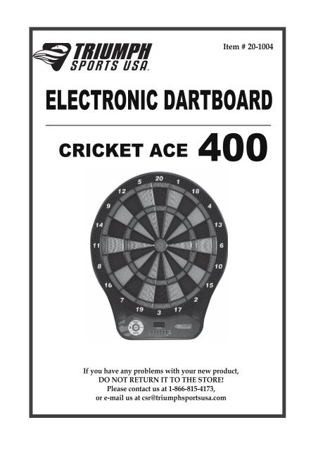 Black Triumph Sports 20-1004 15-Inch Cricket ACE-400 Dartboard Target