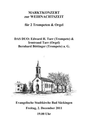 MARKTKONZERT zur WEIHNACHTSZEIT für 2 Trompeten & Orgel