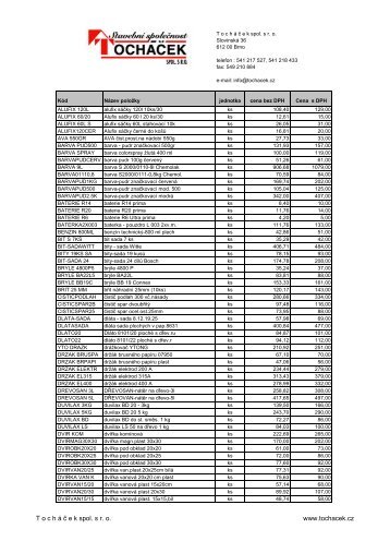 Ceník prodejny ke stažení - Tocháček, spol. s r.o.