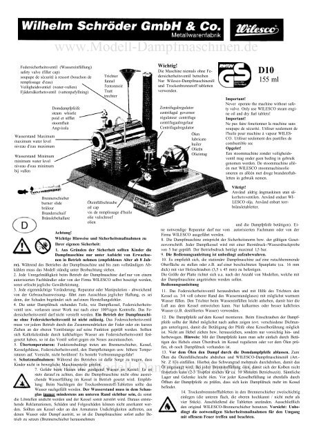 Wilesco Dampfmaschine D10 / D106 - Modell Dampfmaschinen