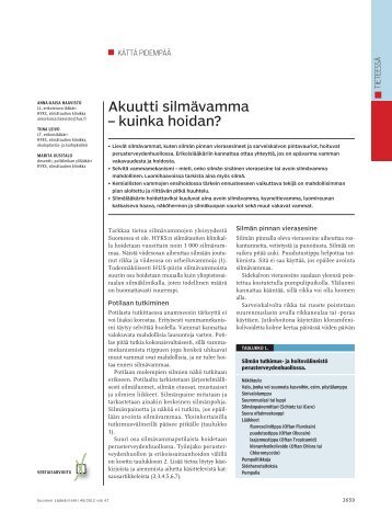 Akuutti silmävamma – kuinka hoidan? - Suomen Lääkärilehti