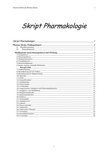 [PDF] Skript Pharmakologie