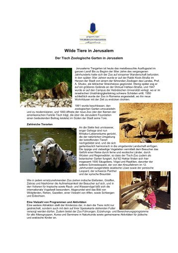 Wilde Tiere in Jerusalem - Jerusalem Foundation
