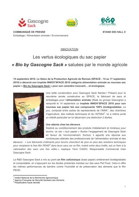 Contact alimentaire - Gascogne Papier