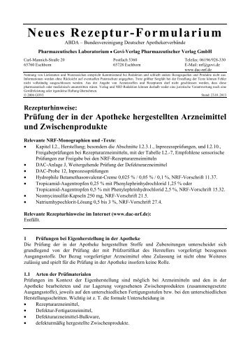 Neues Rezeptur-Formularium - Govi-Verlag