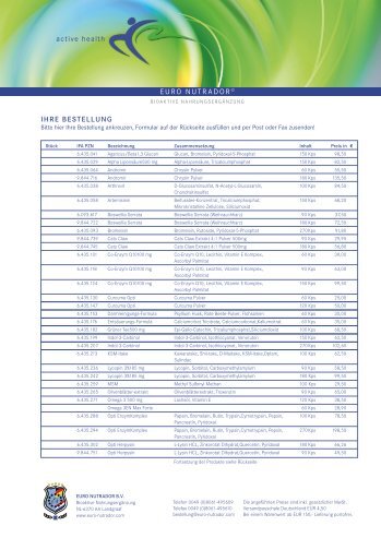 Bestellschein - bei EURO NUTRADOR BV