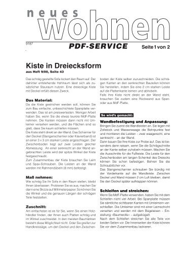 Kiste in Dreiecksform PDF-SERVICE - Living at Home