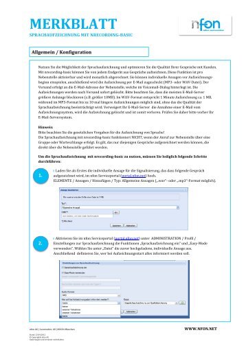 Merkblatt Sprachaufzeichnung mit nrecording-basic - Nfon