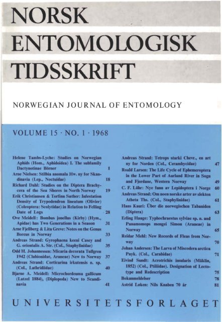 Studies on Norwegian Aphids - Norsk entomologisk forening