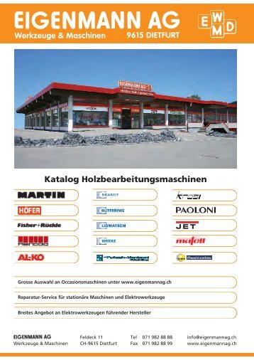 Katalog Holzbearbeitungsmaschinen - Eigenmann AG
