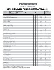 READING LEVELS foR ApRIL 2012 - Scholastic Book Clubs