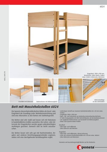 Bett mit Massivholzstollen 6024 - Sponeta