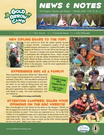 NEWS & NOTES - Gold Arrow Camp