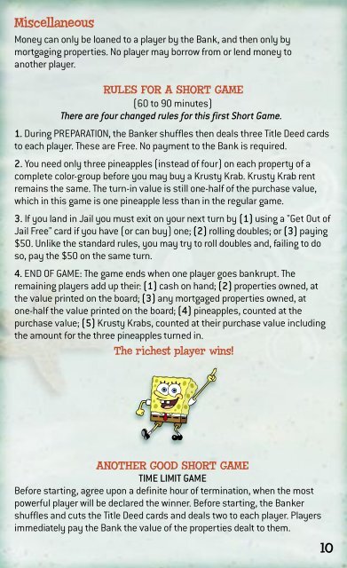 Monopoly Spongebob Instructions - Hasbro