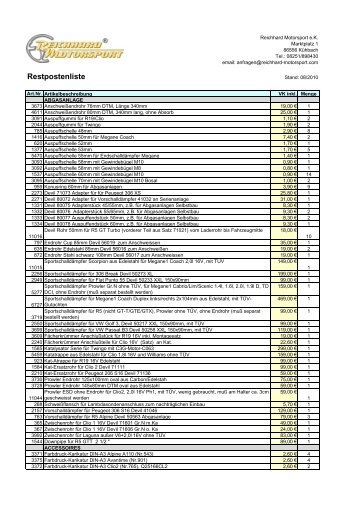 Restpostenliste - Download.reichhard-motorsport.com