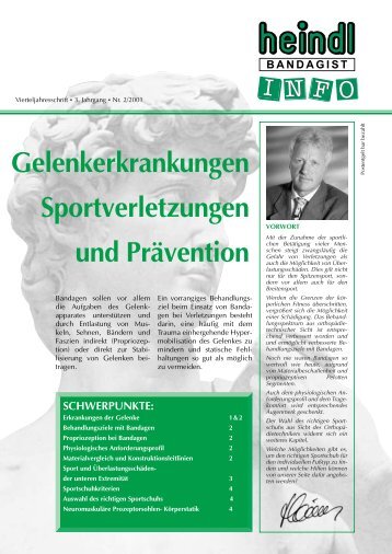 Gelenkerkrankungen Sportverletzungen und ... - Heindl Bandagist