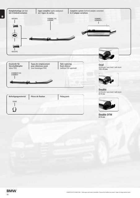 Sportauspuffanlagen Echappements Sport Sports Exhausts