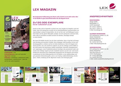 Mediadaten LEX Magazin Ausgabe 1/2013 - LEX Die Laufexperten