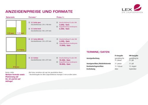 Mediadaten LEX Magazin Ausgabe 1/2013 - LEX Die Laufexperten