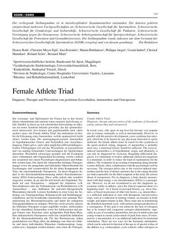 Female Athlete TriadSchweizerische Zeitschrift für - SGSM