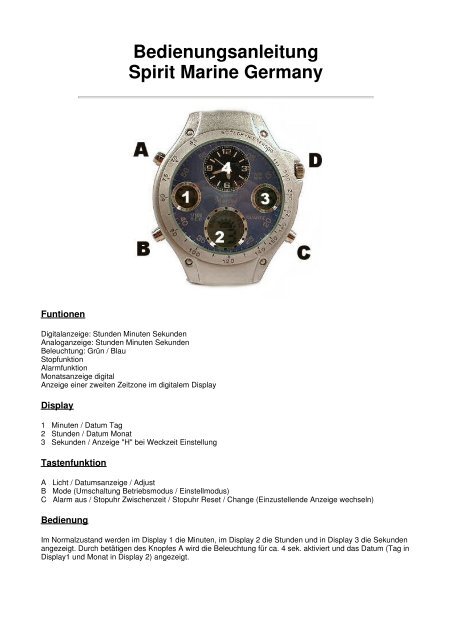 Bedienungsanleitung Spirit Marine Germany - vanheelen.com