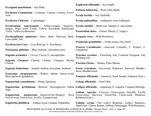 PRESCRIBER and CLINICAL REPERTORY of MEDICINAL HERBS ...