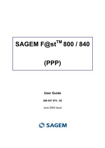 SAGEM F@st 800 / 840 (PPP) - Support