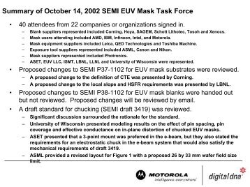 EUV Mask & Chucking 3419 and P38 - Sematech