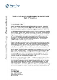 Sagem Orga and Integri announce first integrated EMV CPA solution
