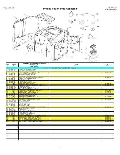 USA-SUP030ADR, Primea Touch Plus Redesign, E74139 Rev. 02