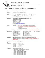 la reina high school cross country mt. carmel inivitational – san diego