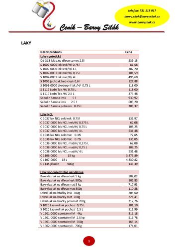 Laky, lazury, mořidla, impregnace, penetrace - Barvy Silák