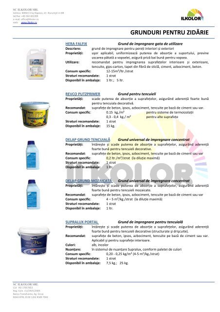 Catalog produse - Depozit de vopsele ILKOLOR. Cluj-Napoca. Str ...